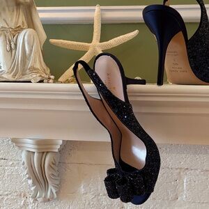 Kate Spade Black Glitter Slingback Heels